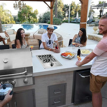 Single Grilling Side Burners for Outdoor Kitchen, 15,000BTU Liquid Propane Side Burner, Duty Heavy 304 Stainless Steel, Convertible to Natural Gas, Drop-in Side Burner for Outdoor BBQ Grill Island