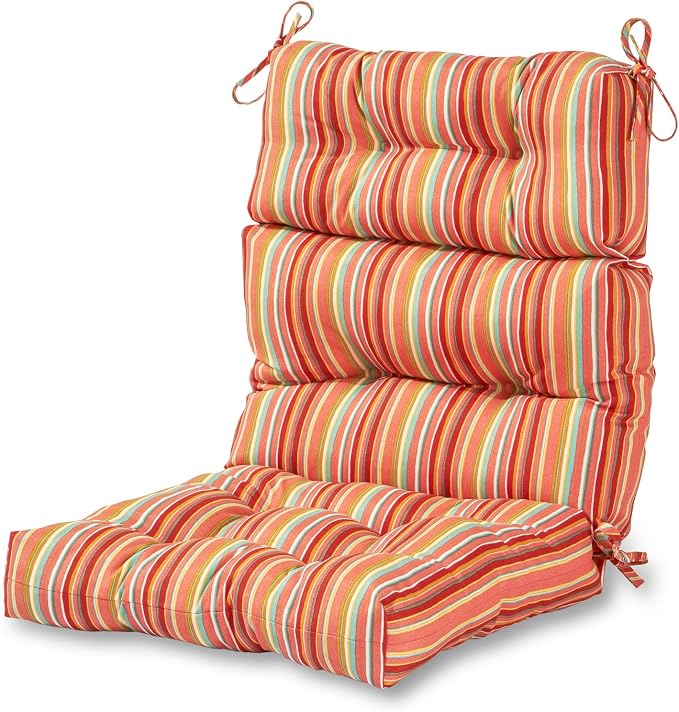 Greendale Home Fashions Coral Stripe 44'' x 22'' Outdoor High Back Chair Cushion