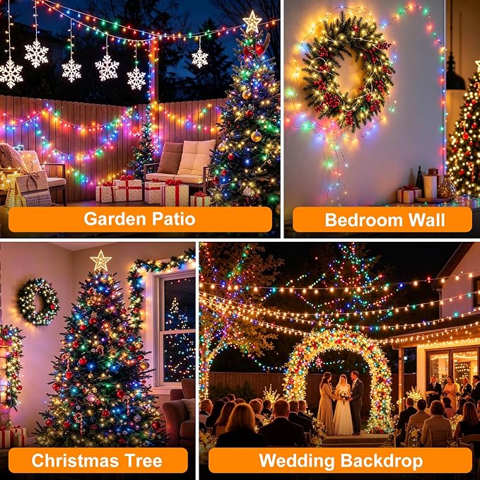 2 Pack 450 LED Fairy Lights Plug in 2 x 88FT Total 176FT Silver Wire Twinkle String Light with Remote Timer Dimmable Waterproof Copper Wire Lights for Bedroom Patio Garden Tree Wedding Christmas Decor