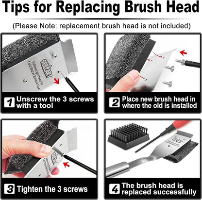 GRILLART Grill Brush Brsitle Free 1PCS Replacement Head