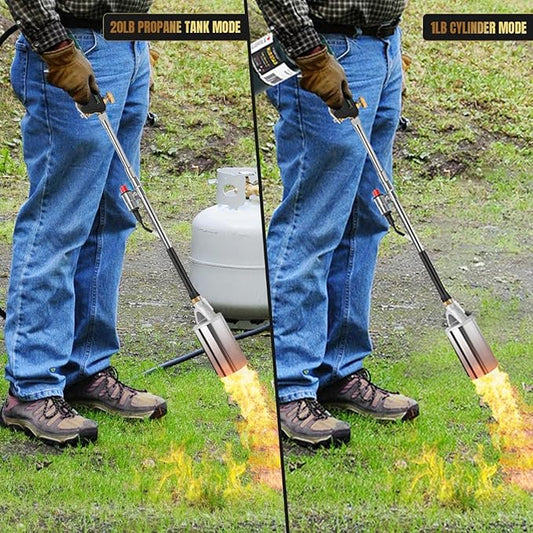 GasBRUH Heavy Duty Weed Torch Propane Burner with Storage Bag, High Output 360,000 BTU Blow Torch with 8.8FT Hose, Portable Flame Weeder with Igniter for Garden Wood Roofing Snow Road Charcoal Start
