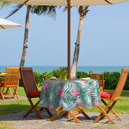 Round Outdoor Tablecloth with Umbrella Hole Umbrella Tablecloth Patio Tablecloths with Zipper for Courtyards, Terraces, and Beaches 60 in