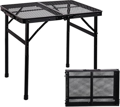 Portable Small Folding Table, Metal Camping Grill Table for BBQ, Picnic & Patio, Lightweight Foldable Outdoor Side Table, 23” x 15”