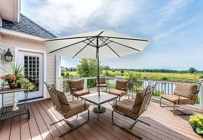 MASTERCANOPY 10ft Patio Umbrella with Tilt & Crank, Light Beige | 8 sturdy ribs;UV/water resistant;Vent;easy setup;for garden/deck/backyard/pool
