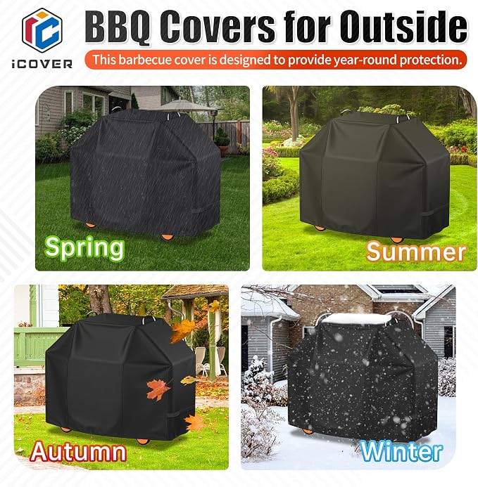 i COVER Grill Cover, 50 inch BBQ Grill Cover for Outdoor Grill, Waterproof BBQ Cover, Fade Resistant Barbecue Gas Grill Covers for Weber, Char-Broil, Nexgrill and More