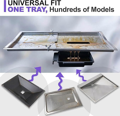 Replacement Grease Tray Set for Charbroil Performance 2 & 3 Burner Gas Grills, Adjustable 12"–18" Drip Pan Compatible with Nexgrill, Weber, Napoleon, Dyna Glo, Kenmore, Backyard Grill, BHG & More