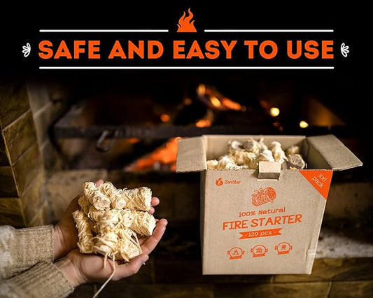 Fire Starters XXL 120 pcs - Firelighters for Indoor and Outdoor Use, Compatible with Solo Stove, Green Egg and Other firepits and BBQs - Box of 100% Waterproof Firestarters (Pack of 2)