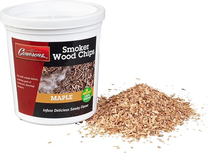 Camerons Smoking Chips - (Maple) Kiln Dried, 100% Natural Extra Fine Wood Smoker Sawdust Shavings - 1 Pint Barbecue Chips - (0.473176 L) [Packaging May Vary]
