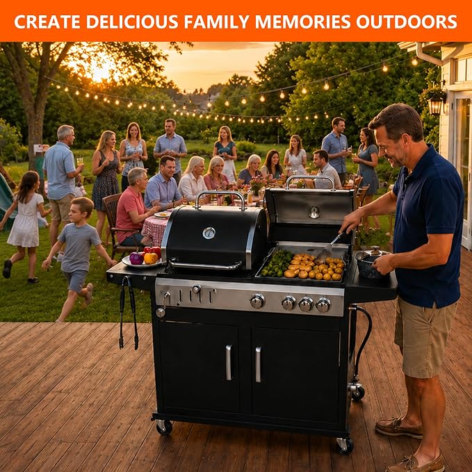 Half-Size Stainless Steel Flat Top Griddle Insert for Captiva Designs GR019 | 19.6" L x 14.4" W for 4-Burner Propane Gas Grill, Universal Griddle Plate, Non-Stick Grill Accessory for Backyard BBQ
