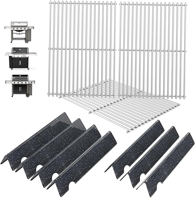 Genesis 2 GS4 Grill Parts for Weber 4-Burner GS4 Genesis II/II LX 400 SER Genesis II E410 Accessories Genesis 400 (2022 YRS) Replacement for Weber Grill Grates 66089 66097 &Flavorizer Bars 66033 66030