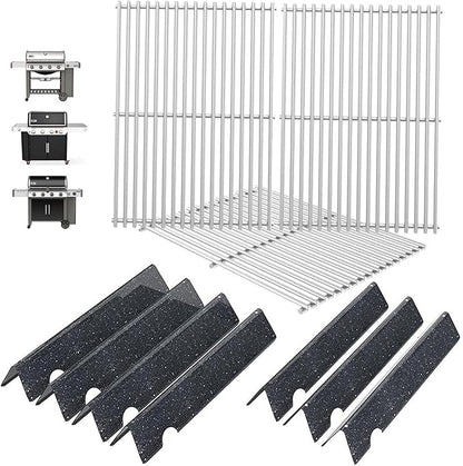 Genesis 2 GS4 Grill Parts for Weber 4-Burner GS4 Genesis II/II LX 400 SER Genesis II E410 Accessories Genesis 400 (2022 YRS) Replacement for Weber Grill Grates 66089 66097 &Flavorizer Bars 66033 66030
