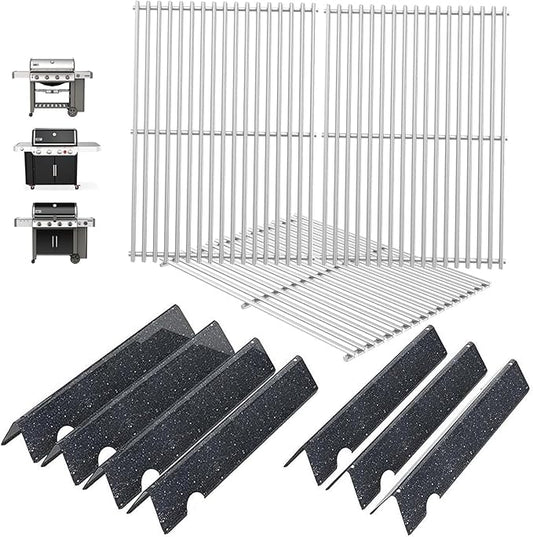 Genesis 2 GS4 Grill Parts for Weber 4-Burner GS4 Genesis II/II LX 400 SER Genesis II E410 Accessories Genesis 400 (2022 YRS) Replacement for Weber Grill Grates 66089 66097 &Flavorizer Bars 66033 66030