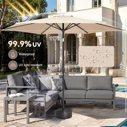 10 ft Patio Umbrella Outdoor with Push Button Tilt, Beige | UV Protection, Waterproof, Large Porch Deck Umbrella for Pool, Table, Garden, Backyard, Provides Shade