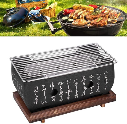 Japanese BBQ Grill, Portable Food Charcoal Stove BBQ Plate Household Barbecue Tools for Camping Beach Picnic Japanese Table Top Grill Mini