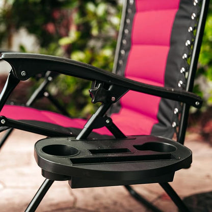 Backyard Expressions Deluxe XL Padded Recliner Zero Gravity Chair – Ergonomic Anti-Gravity Lounger with Folding Design, Side Tray, and Adjustable Headrest