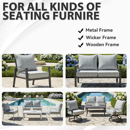 Deep Seat Patio Cushions Set 24 x 24 Inch,Olefin Fabric Outdoor Seat Cushion,Patio Furniture Cushions with Removable Cover,Rain-Proof and Fade Resistant Deep Seat Bottom & Back Cushion,1set