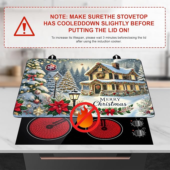 Christmas Stove Top Cover Snowman Stove Top Cover for Home Decoration Kitchen Pad Non-Stick Washable Cooktop Covers Countertop Protector Keep Stove Clean 28"x20" (Snowhouse -1)