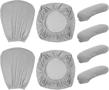 Tallew 8 Pcs Office Chair Covers Stretchable Armrest Seat,XL,Silver Grey | Universal Fit Office Desk Chairs, Protective Seat Backrest Slipcovers, Stretchable Prevent Wear, Easy Install for Rotating