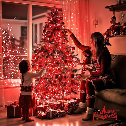 JMEXSUSS 400 LED Red Christmas Lights, 132ft String Lights Plug in | Red Lights for Halloween Indoor Outdoor with Remote & 8 Modes,for Tree Room Bedroom Fireplace Patio Party Christmas Decor