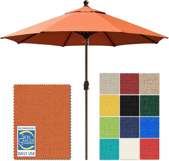 EliteShade USA 10-Year-Non-Fading 10Ft Market Patio Umbrella, UPF 50+ UV Protection Performance Sun Umbrella, Heavy Duty Commercial Grade Outdoor Table Umbrella with Crank, Windproof Vented Top for Garden, Pool, Deck and Outdoor Playsets, No Tilt, Rust