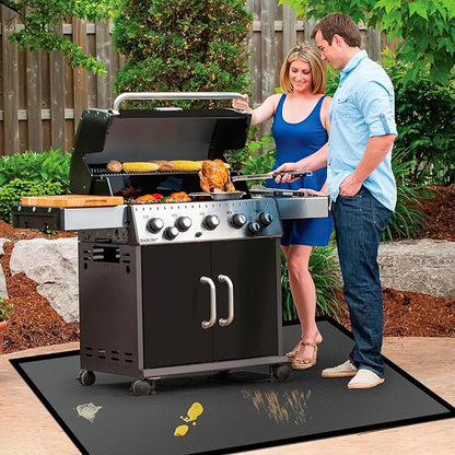 60 ×40 inches Under Grill Mats for Outdoor Grill/ Double-Sided Fire Pit Mat Fireplace Mat, Fireproof Deck and Patio Protector Mat, BBQ Mat for Under BBQ Waterproof Oil-Proof Grill Floor Pads Grill Mat