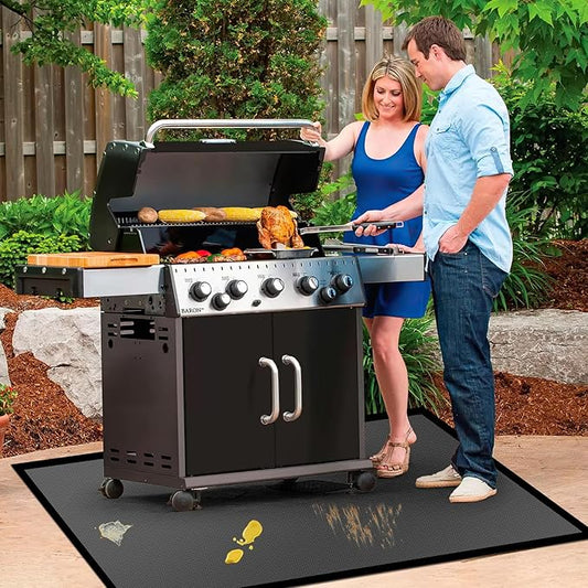 80 ×48 inches Under Grill Mat for Outdoor Grill/ Fireproof Grill Pad for Fire Pit, Double-Sided Indoor Fireplace Mat Fire Pit Mat, Oil-Proof Waterproof BBQ Grilling Mats Pads for Deck Patio Gas Grills