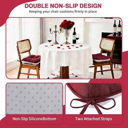 BETU Chair Cushions for Dining Chairs Set of 6,3.5" Thick Kitchen Table Chair Pads with Ties,Non Slip Backing and Covers, Home Decor Seat Cushion for Dining Room,Bar,Patio Chairs,15.5"X15.5"X3.5",Red