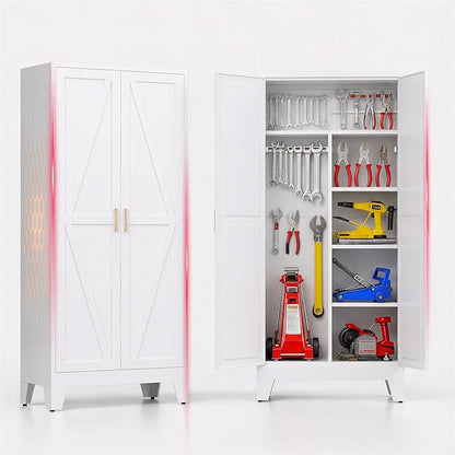 71" H Metal Storage Cabinets,Garage Storage Cabinet,Tall Pantry Cabinet with Doors,Kitchen Food Storage Cabinet,Farmhouse Storage Cabinets for Kitchen, Dining Room
