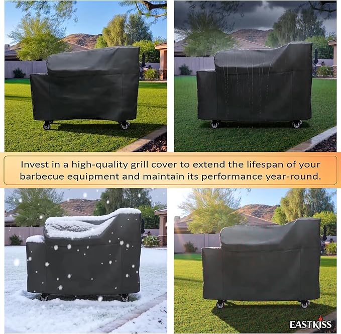 Grill Cover for Recteq Flagship 1600 | RT-1250 | RT-700 Wood Pellet Grill w/Smokebox - Heavy Duty Waterproof Fade Resistant Pellet Grill Cover for Rectec 1600 Grill with Smoke Box Accessories