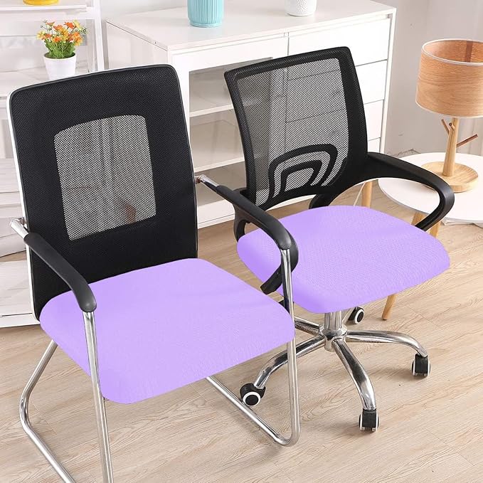 Smiry Office Computer Chair Seat Covers for Desk, Anti-dust Protector | Stretch Jacquard Removable Washable Desk Chair Seat Cushion Protectors, Lavender