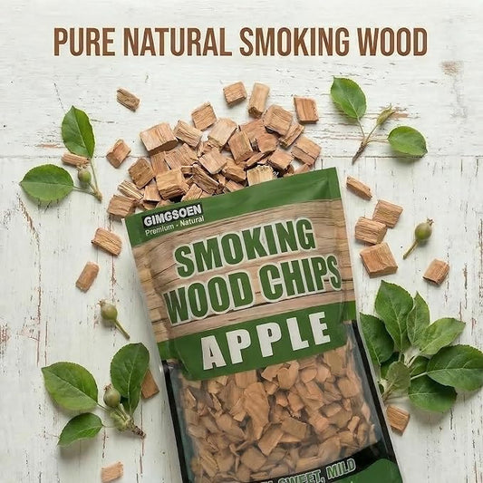 Apple Wood Smoking Chips 2 lb – Natural Fruit Wood Chips for Smoker & Grill, Mild Sweet Smoke Flavor for Chicken, Pork & Fish, Clean Burning, No Chemicals