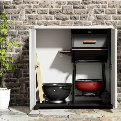 Mrosaa Outdoor/Indoor Storage Box,Resin and Plastic Storage Cabinet Waterproof,Outdoor Cabinet for Patio/Garden/Balcony/Backyard/All Room(NO Shelf-White)