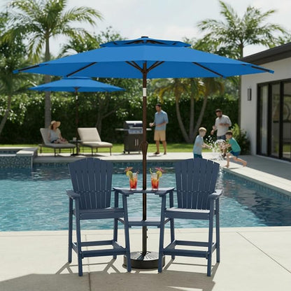 10FT Outdoor Patio Umbrella, 2 Tiers Market Table Umbrella with 8 Sturdy Ribs, Push Button Tilt and Crank, UPF50+ UV Protection for Deck, Pool, Garden and Backyard