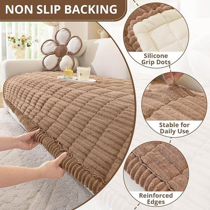 OstepDecor Couch Cover for Dogs, Washable Non Slip Sofa Cover for Pets | Soft Couch Covers for Sofa, Loveseat and Sectional, Furniture Protector Against Pet Hair & Dirt (27.6" x 59", Brown)