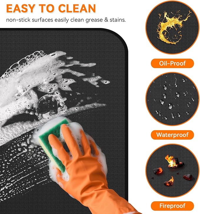 Fireplace Mat Fireproof, 48 x 30 Inch Hearth Rugs for Fireplaces Fire Resistant, Indoor Fire Pit Wood Stove Pads, Outdoor Under Grill Mats, Protect Floors and Decks from Sparks Embers