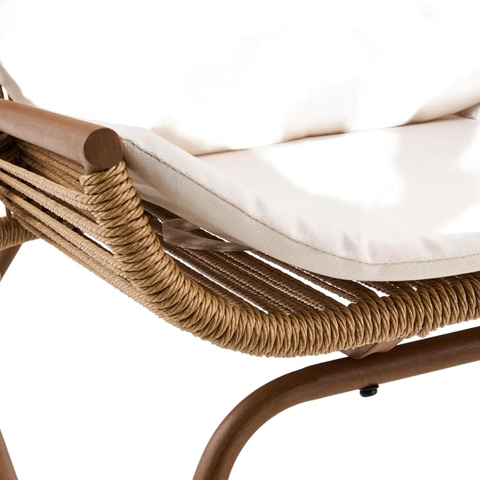 Christopher Knight Home Lumin Outdoor Rocking Chair, High Back PE Rattan Wicker Rocker with Metal Frame, Rocking Chair with Cushion, Comfort Rocker with Ergonomic Design for Patio or Lounge, Brown