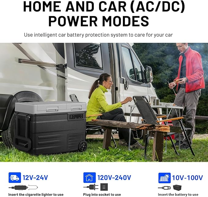 UD65 12V Car Refrigerator,Dual Zone Car Fridge with Wheels,60QT(56.7L) Electric Cooler Portable Freezer,12 Volt Refrigerator -4℉~68℉,12/24V DC 100-240V AC for Camping, Travel, Truck, RV