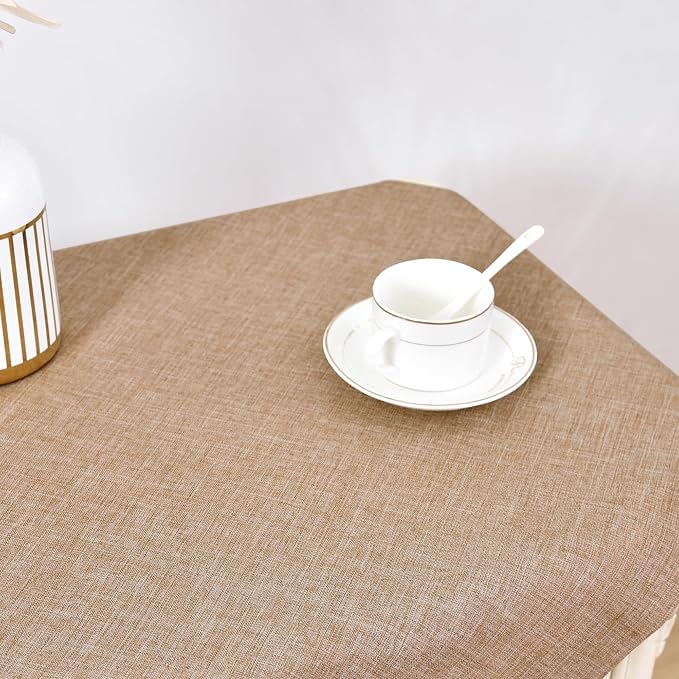 Wolkemer 2 Pack Faux Linen Small Square Tablecloth Heavy Duty Fabric Nightstand Table Cloths 24 x 24 Inch Flaxen Farmhouse Rustic End Table Cover for Dining Bedroom Tabletop Decoration
