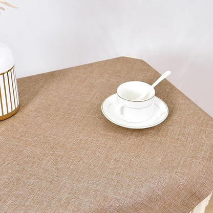 Wolkemer 2 Pack Faux Linen Small Square Tablecloth Heavy Duty Fabric Nightstand Table Cloths 24 x 24 Inch Flaxen Farmhouse Rustic End Table Cover for Dining Bedroom Tabletop Decoration