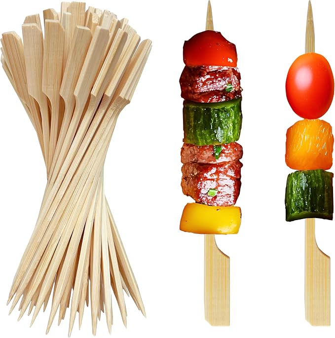 200 PCS 3.5 Inch Mini Small Bamboo Skewers for Appetizers, Short Wooden Paddle Toothpicks for Fruit Kabobs, Sandwich Food Picks, Flat Wood Sticks for Charcuterie