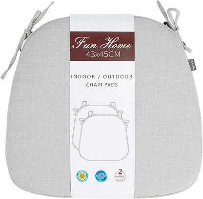 FUNHOME Outdoor Chair Cushions Set of 2,Patio Seat Cushion 17"x16"x2",U-Shaped Dining Chair Cushion 17 by 16 Inch,Water Resistant,Fade-Resistant Chair Pads for Kitchen Garden Furniture(Cloud Gray)