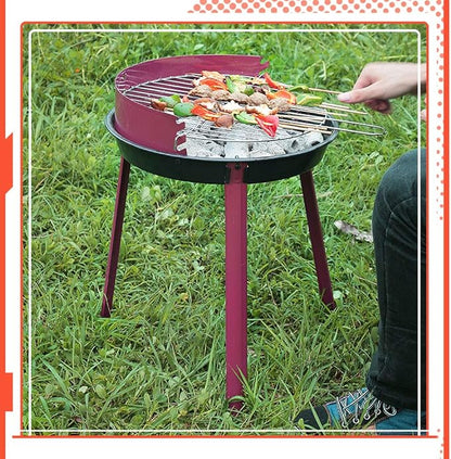 Portable Barbecue Charcoal Grill Stainless Steel Small Charcoal Grill Mini BBQ Tool Kits for Outdoor Cooking Camping Picnics Beach （Size: 38x49.5cm）