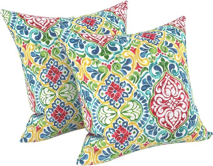 LVTXIII Outdoor Pillow Covers 20x20 Inch, 2 Pack Large Square Throw Pillow Cases, Fade-Resistant Cushion Covers for Patio Furniture Sofa, Garden Porch, Damask Red
