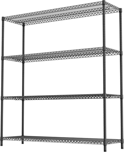 M MZG 2800LBS 59" W 4 Tiers Storage Shelves Load, Metal Shelving Wire Metal Shelving Unit Shelves for Storage Adjustable Garage Shelving for Pantry Kitchen Garage Black 17.7" D x 59.1" W x 70.4" H