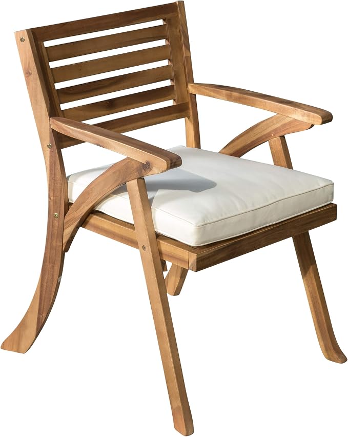 Christopher Knight Home 47" Round Acacia Wood Dining Table and 2-Piece Outdoor Acacia Wood Arm Chairs