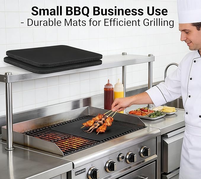 3-Pack Heavy Duty Non-Stick Grill Mats - Reusable BBQ Sheets for Gas, Charcoal & Electric Grills (Black)