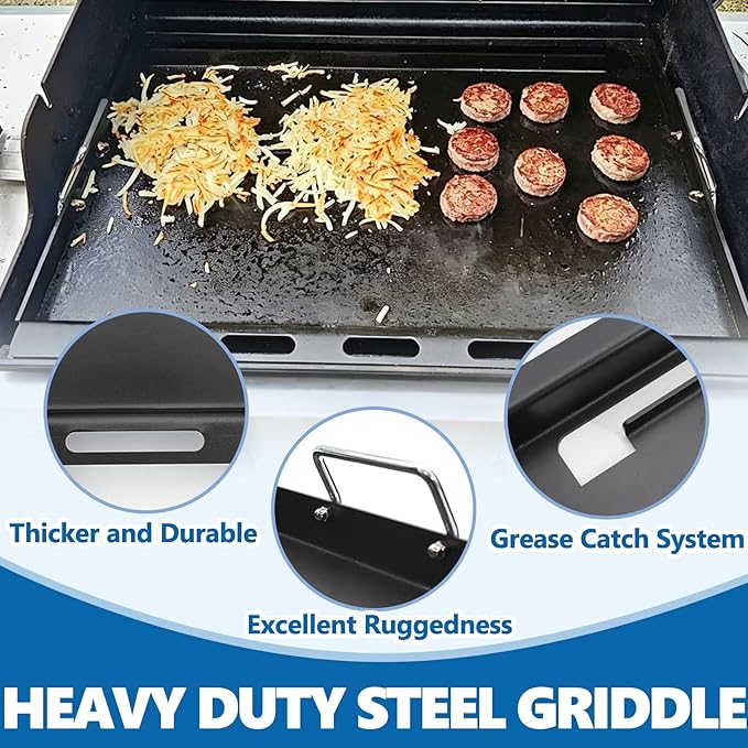 SafBbcue Full Size Griddle Insert for Weber Spirit 400 Series Flat Top Grills, Carbon Steel Griddle Insert for Weber Spirit E425/435 EP425/435 SP425/435 EX425 EPX435 Grill Replacement Parts, Non-stick