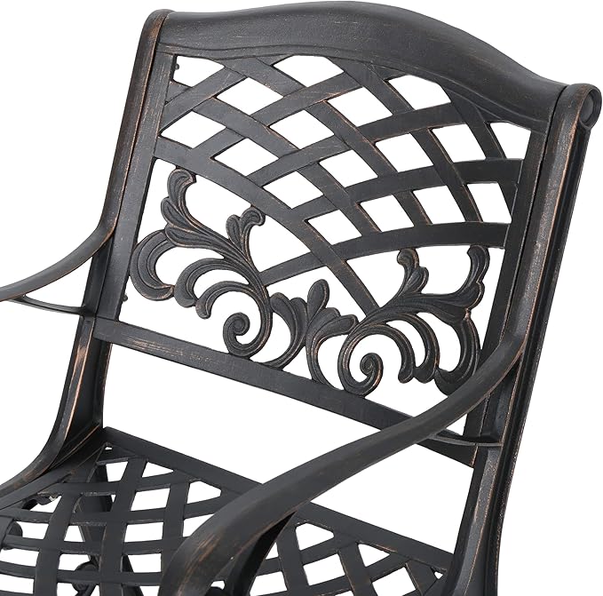 Christopher Knight Home Myrtle Beach Outdoor Aluminum Dining Chairs, 2-Pcs Set, Shiny Copper