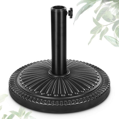 FRUITEAM 15" 23 lbs Round Patio Umbrella Base Pre-Filled Umbrella Stand Sun-Flower-Pattern Heavy Duty Market Umbrella Base Stand for Patio, Outdoor, Swimming Pool, Black