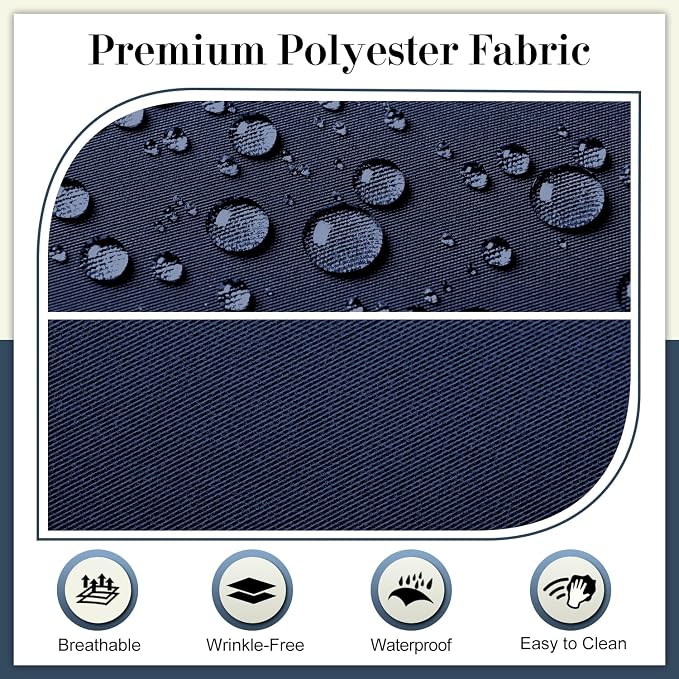 Cozyide Outdoor Chair Cushions, Waterproof Patio Seat Cushions with Adjustable Straps, Round Corner Patio Chair Cushions for Garden, Navy, 17x16x2 Inch (Pack of 2)
